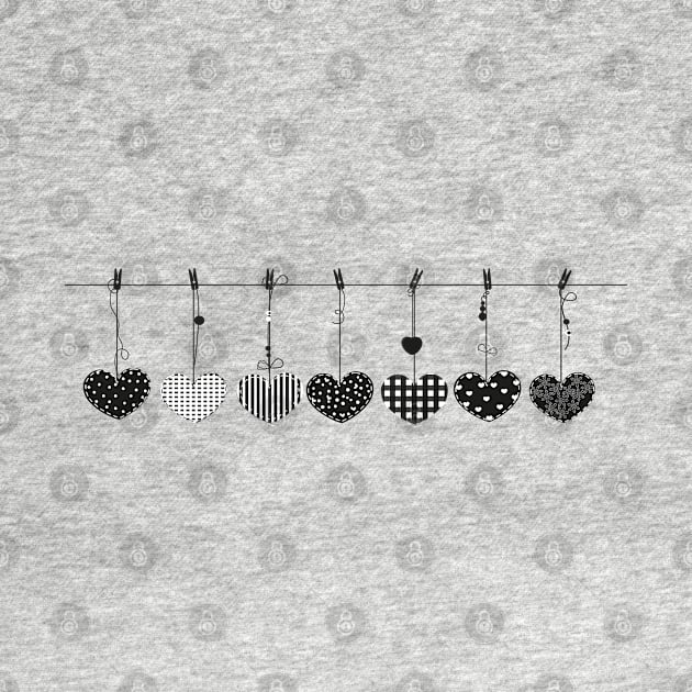 hanging love black Valentine's hearts by GULSENGUNEL